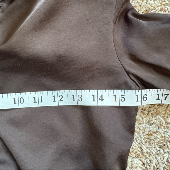 Zara Black Silk Collar Crop Blouse With Shoulder Pads Size 5 - Picture 6 of 8